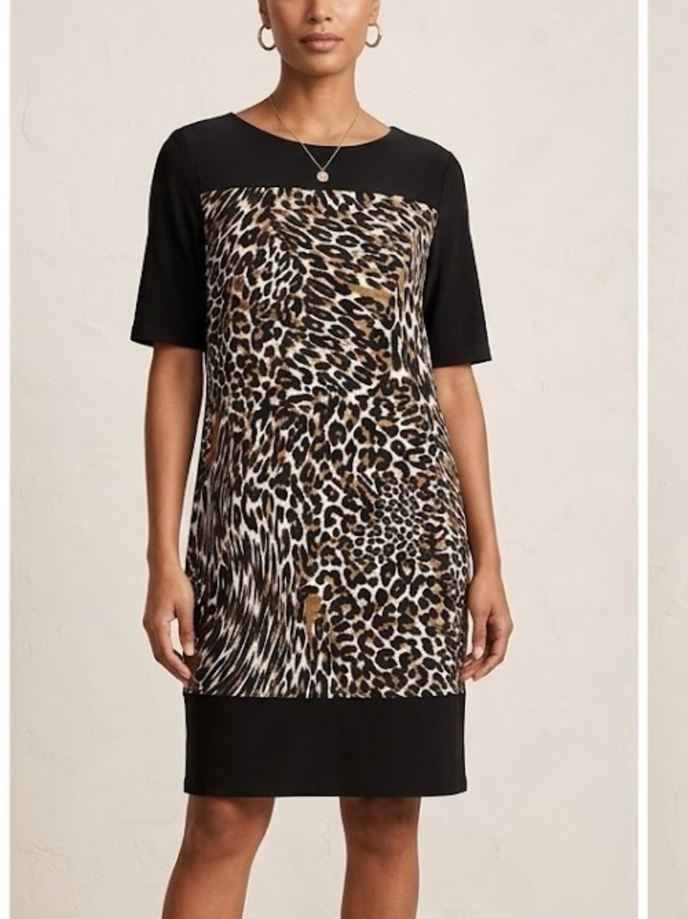 Peter Nygard cheetah print black inserts dress